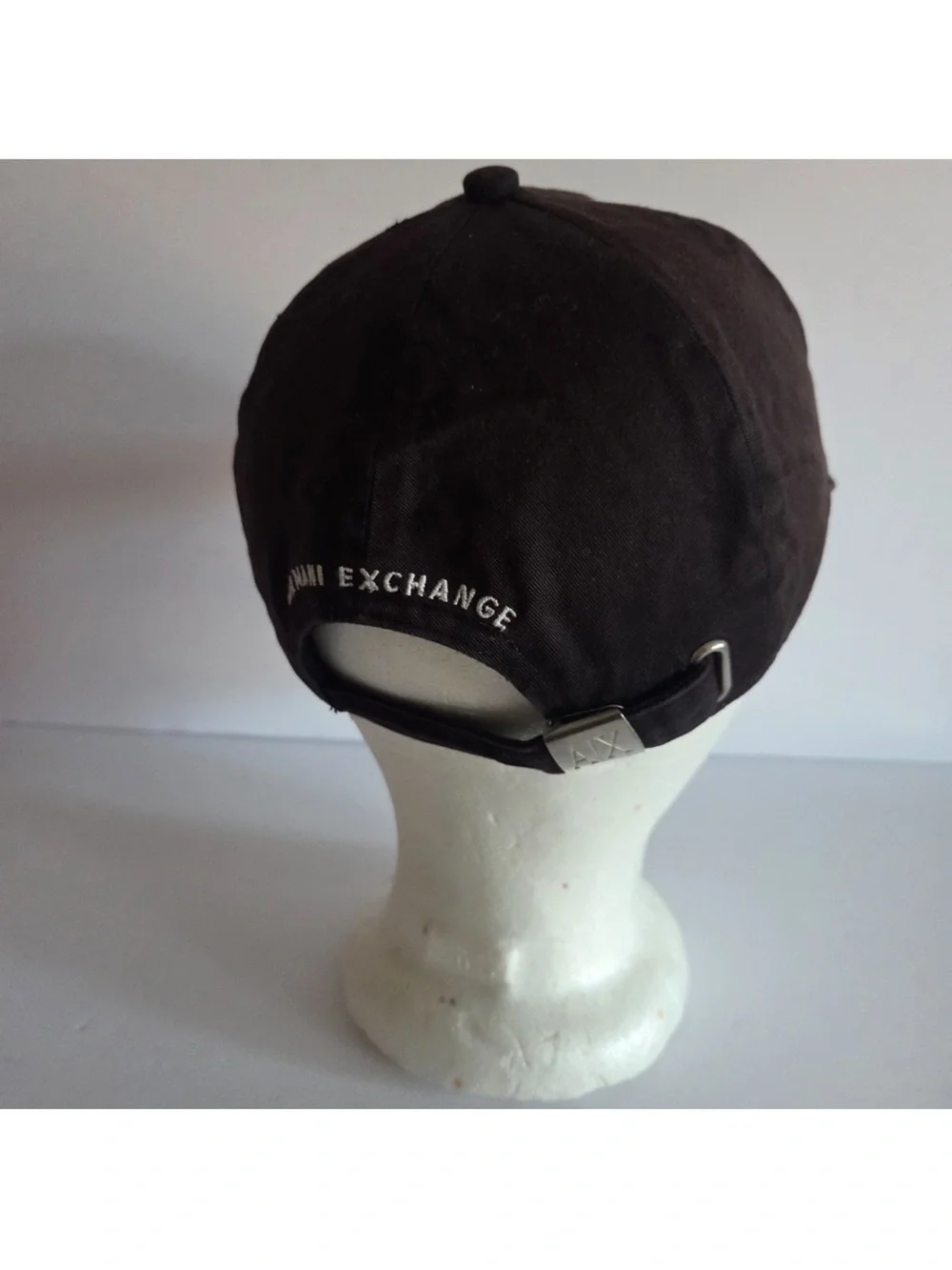 Armani Exchange Black Cap with Silver Rhinestone Logo